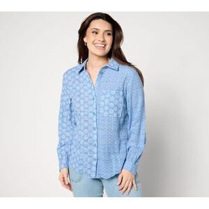 Liberare Women's Top Sz XL Mixed Print Boyfriend Shirt Blue A647301